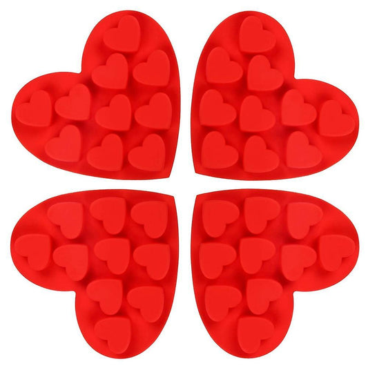 Heart Shape Silicone Molds for Valentine's Day Chocolate 4 Pieces