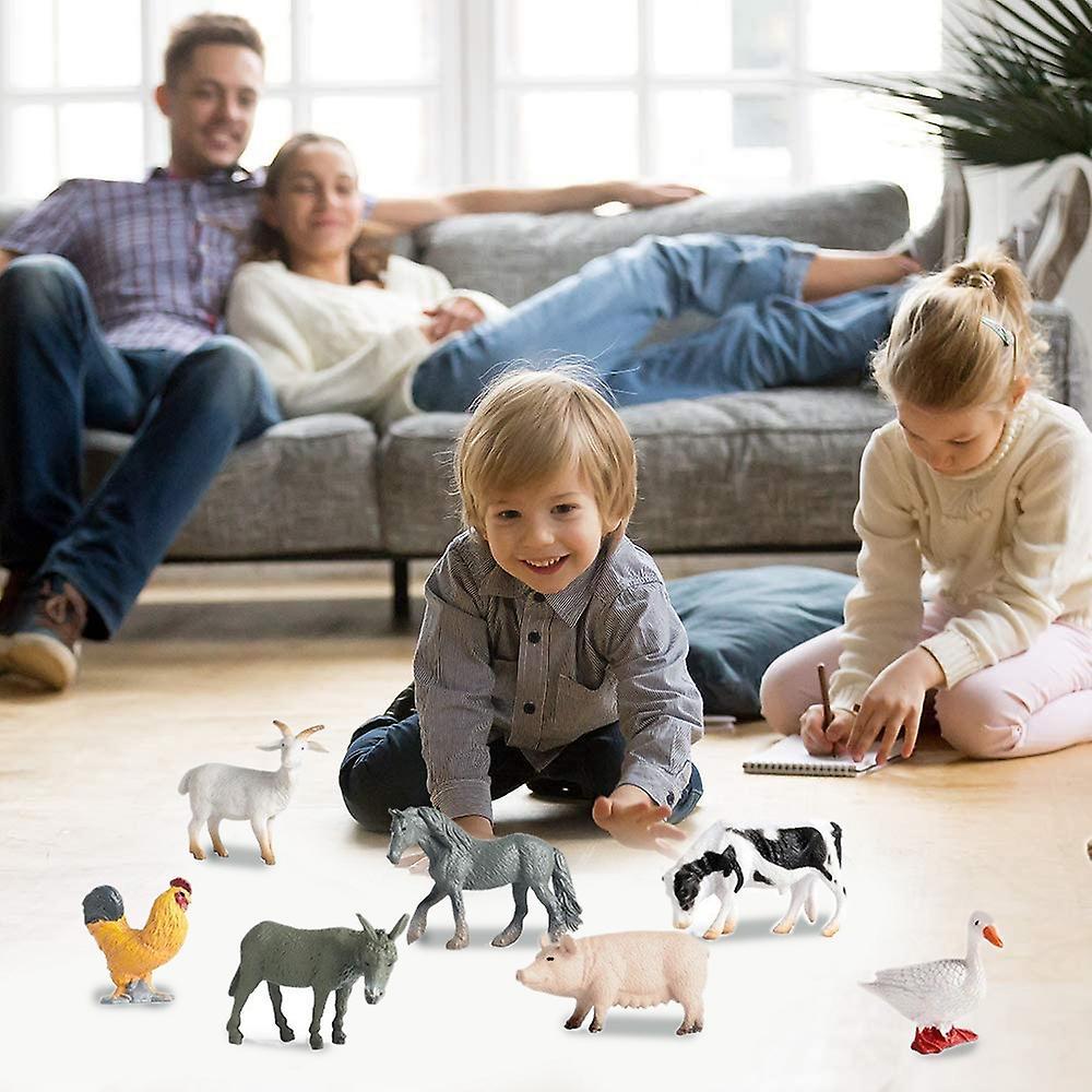 12pcs Tiny Farm Animal Figures Toy, for Kids Children Toddlers