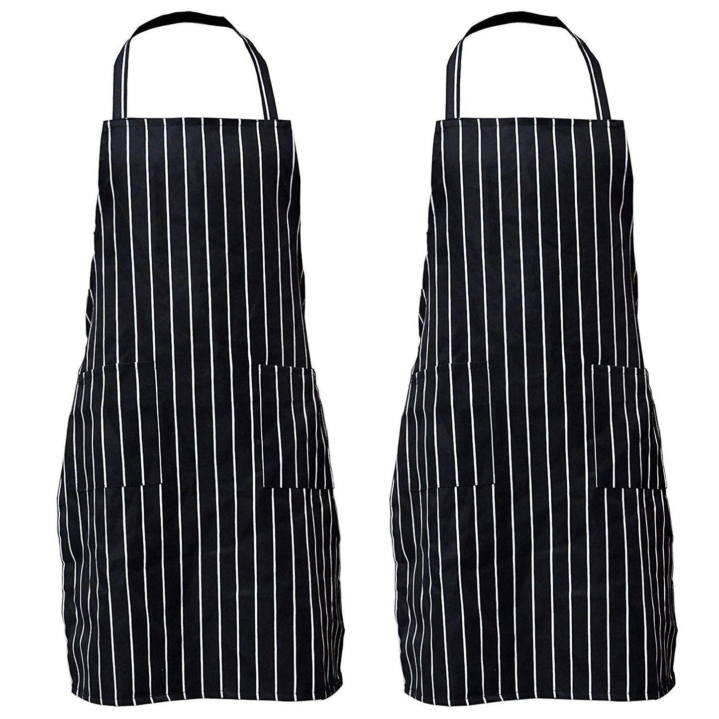 2 Pack Pockets Black Chef Apron for Women Men 30.3 Inch X 24 Inch