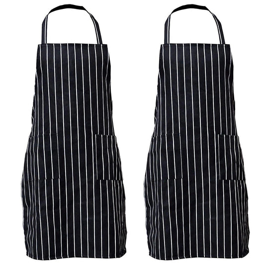 2 Pack Pockets Black Chef Apron for Women Men 30.3 Inch X 24 Inch