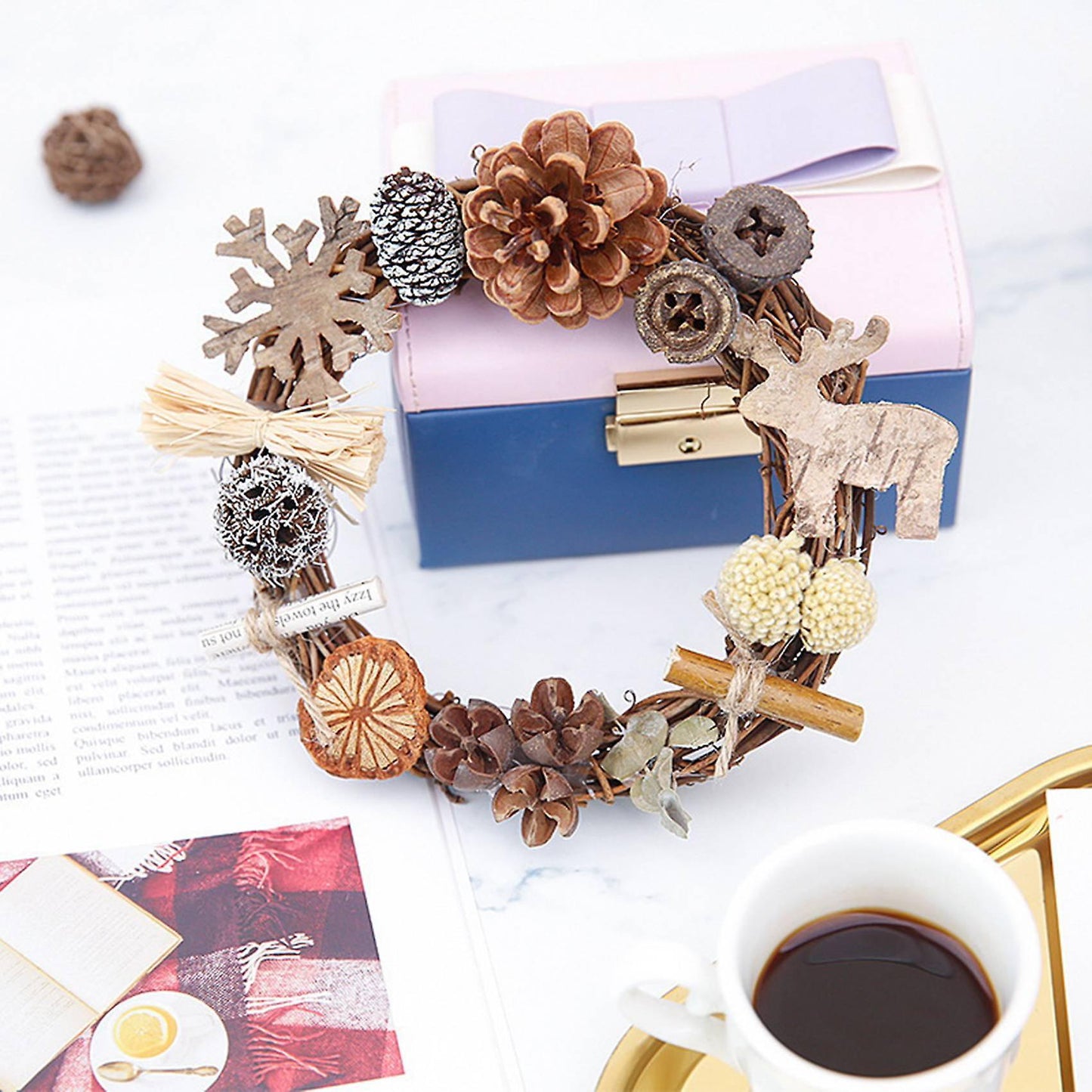 Christmas Ornaments Xmas Wreath Rattan Garland for Home Decorative