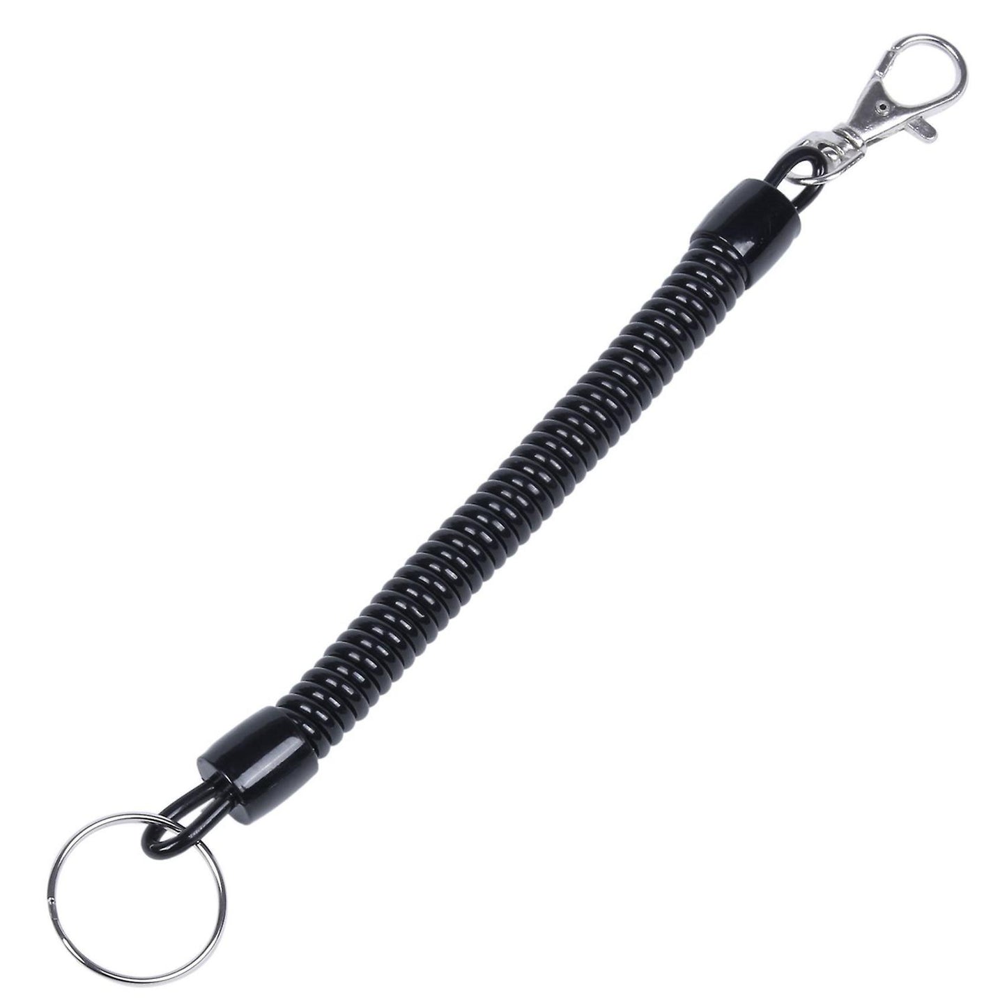 Lobster Clasp Black Spring Stretchy Coil Cord Strap Keychain