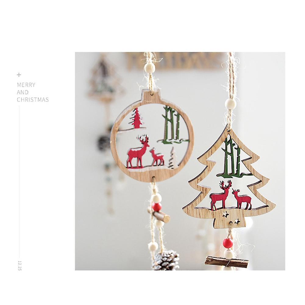 Christmas Ornament Wooden Hanging Pendants Xmas Tree Elk Christmas A