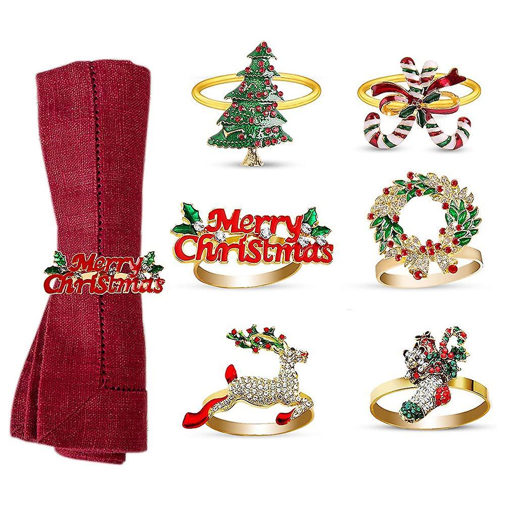 6pcs Christmas Napkin Rings, Delicate Decors for Christmas Holiday