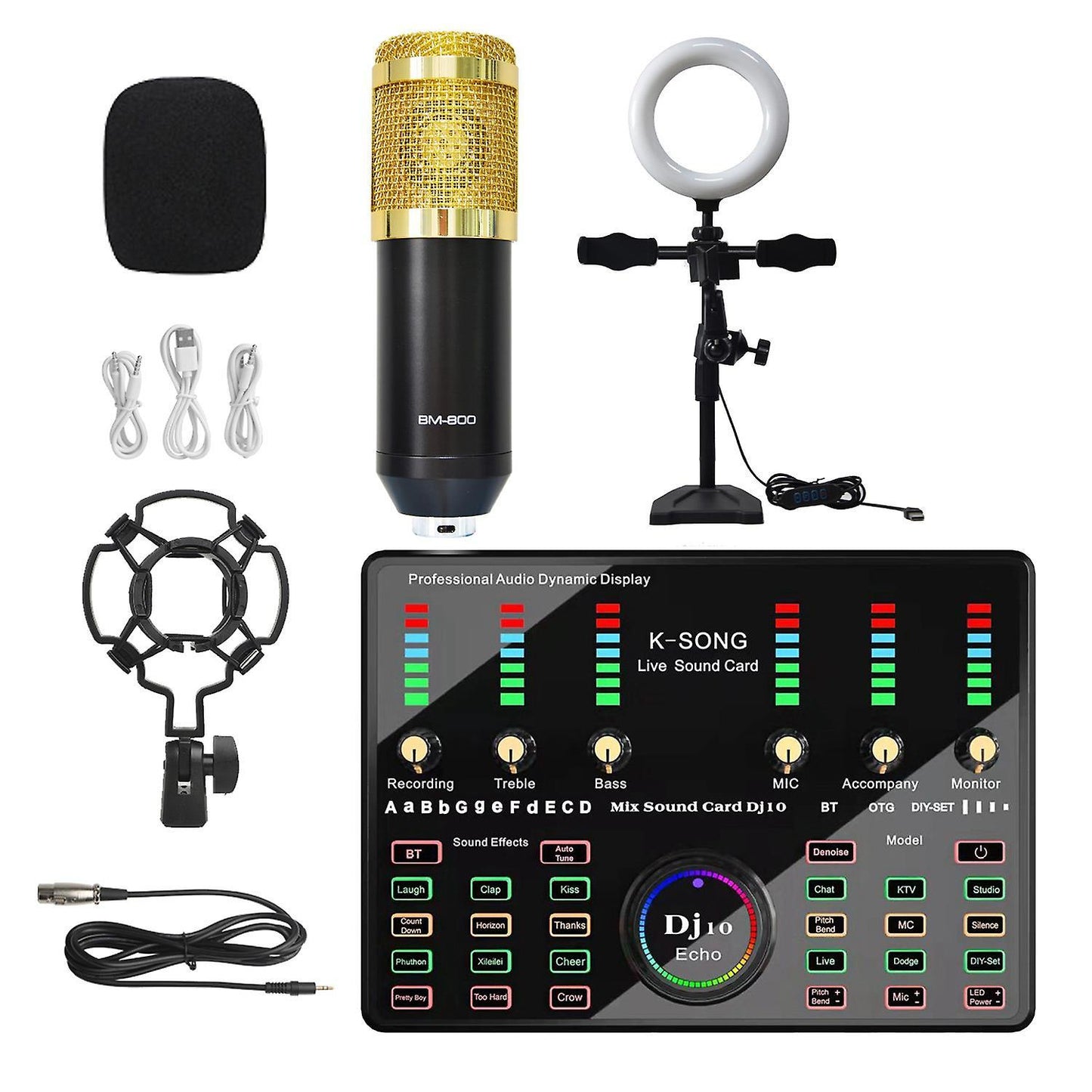 Bm800 Microphone Bluetooth Wireless Karaoke with Live(gold)