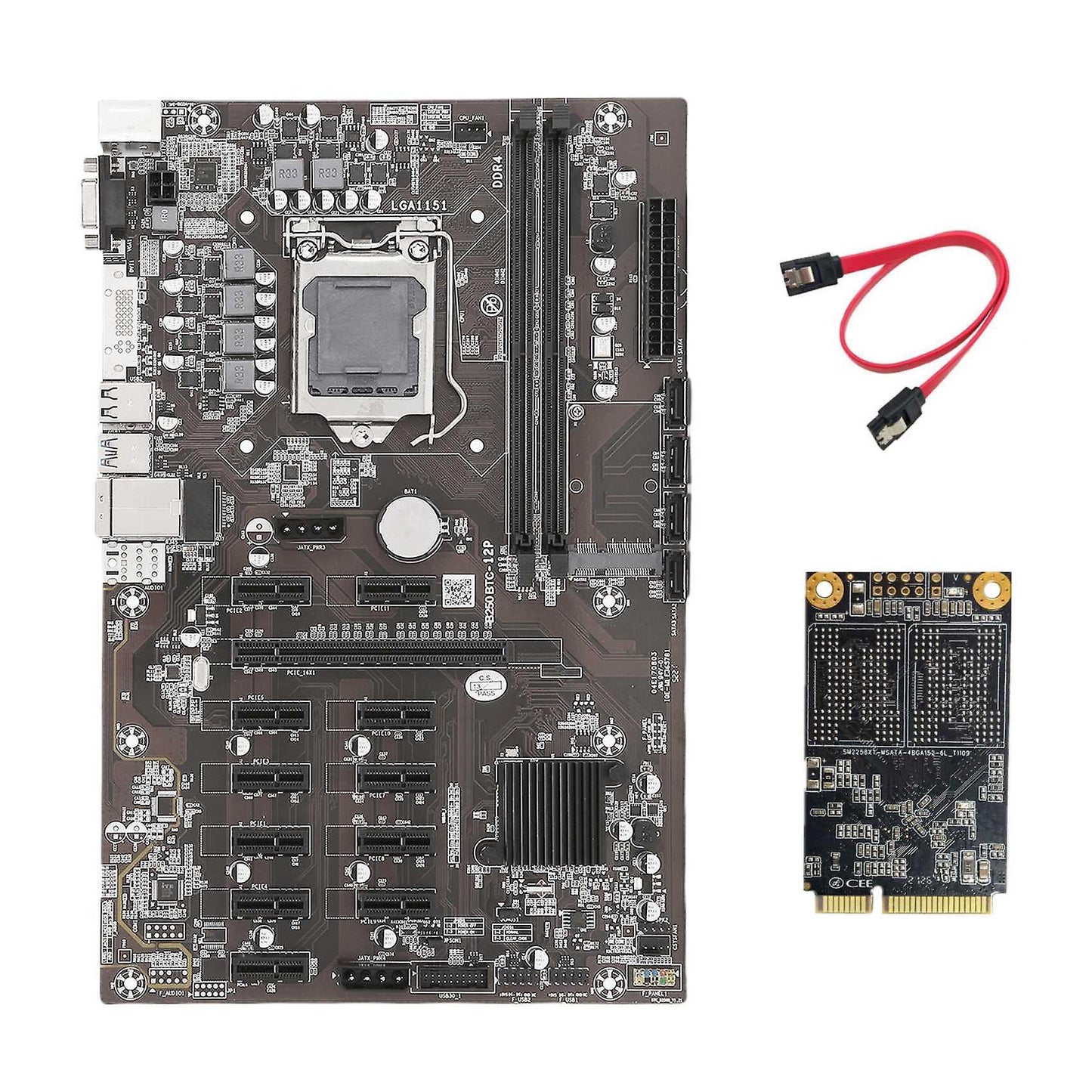 B250b Eth Mining Motherboard+128g Msata Ssd+sata Cable for Btc Miner