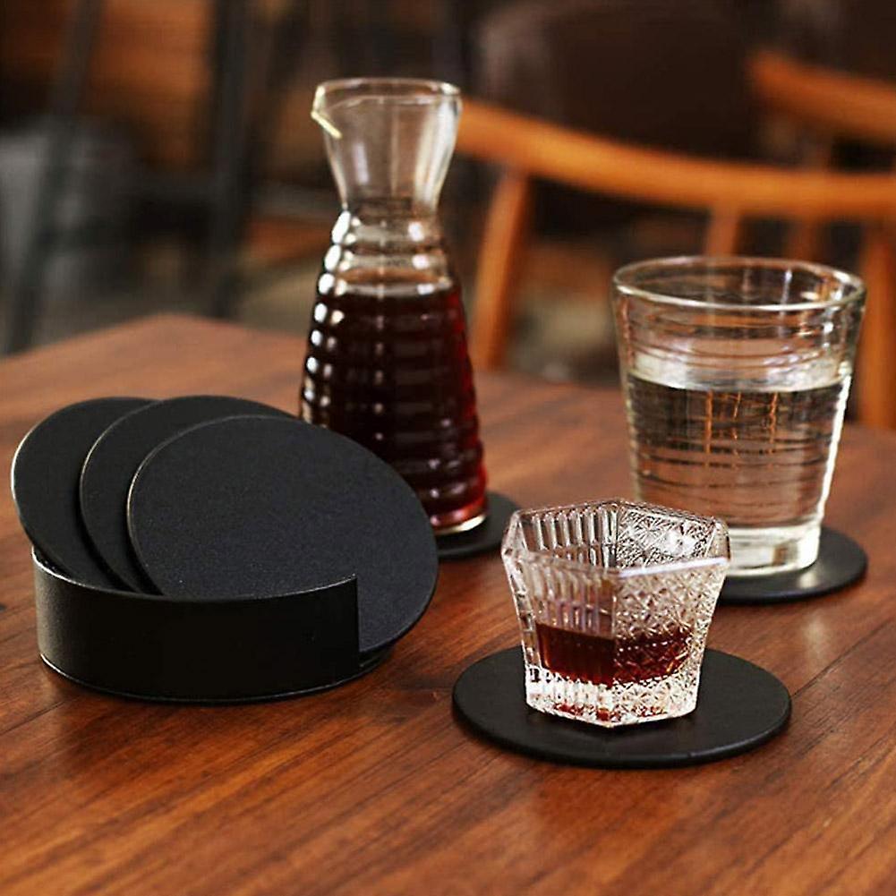 6pcs Pu Leather Marble Coaster Drink Coffee Cup Mat Round -3
