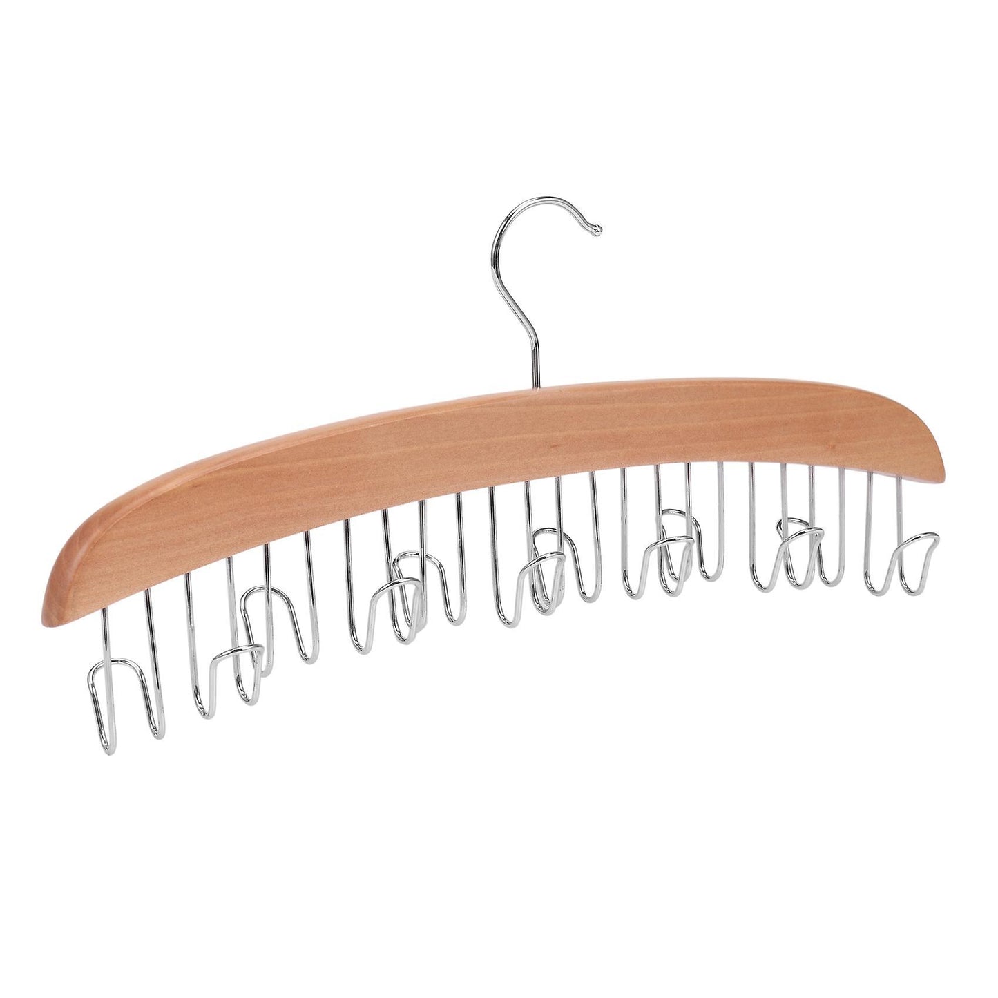 Wood Color 12 Belt Wood Racks with Stainless Steel Hooks Hanger