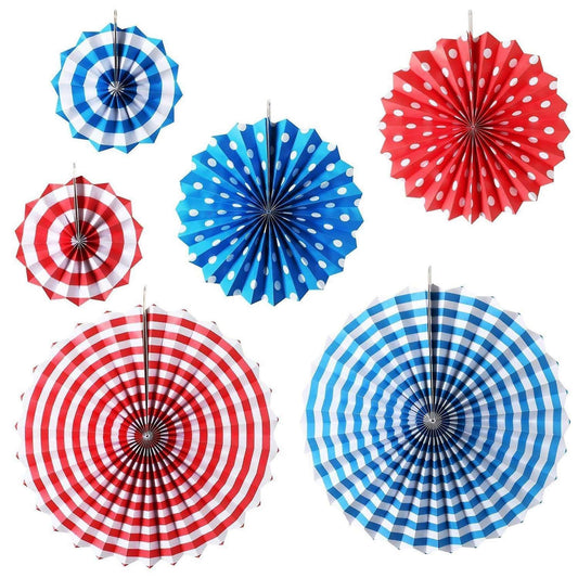 6 Pcs Party Paper Fans Set for Birthday Wedding Graduation Events