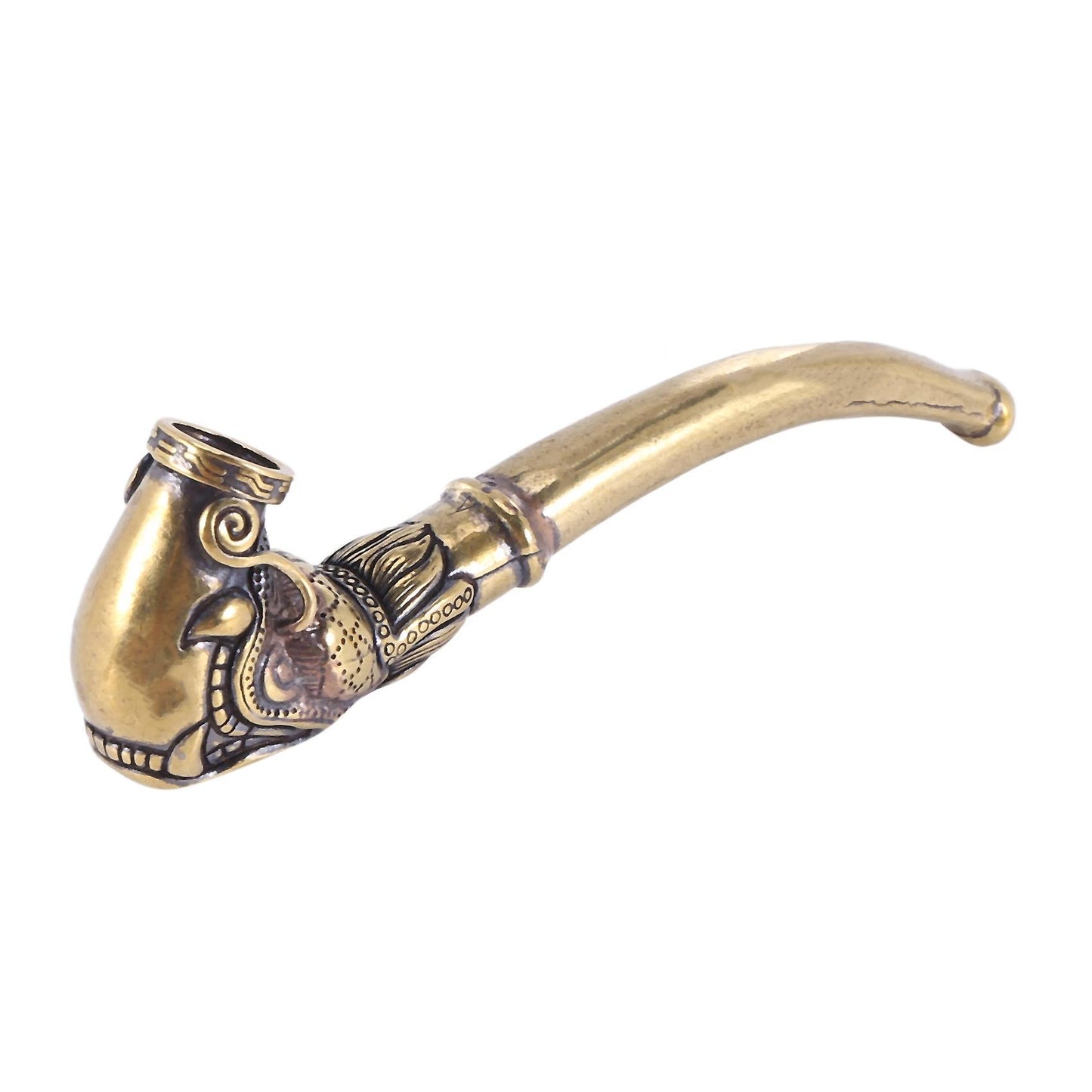 Antique Brass Smoking Pipe Bent Tobacco Tube Handmade Home Decoration