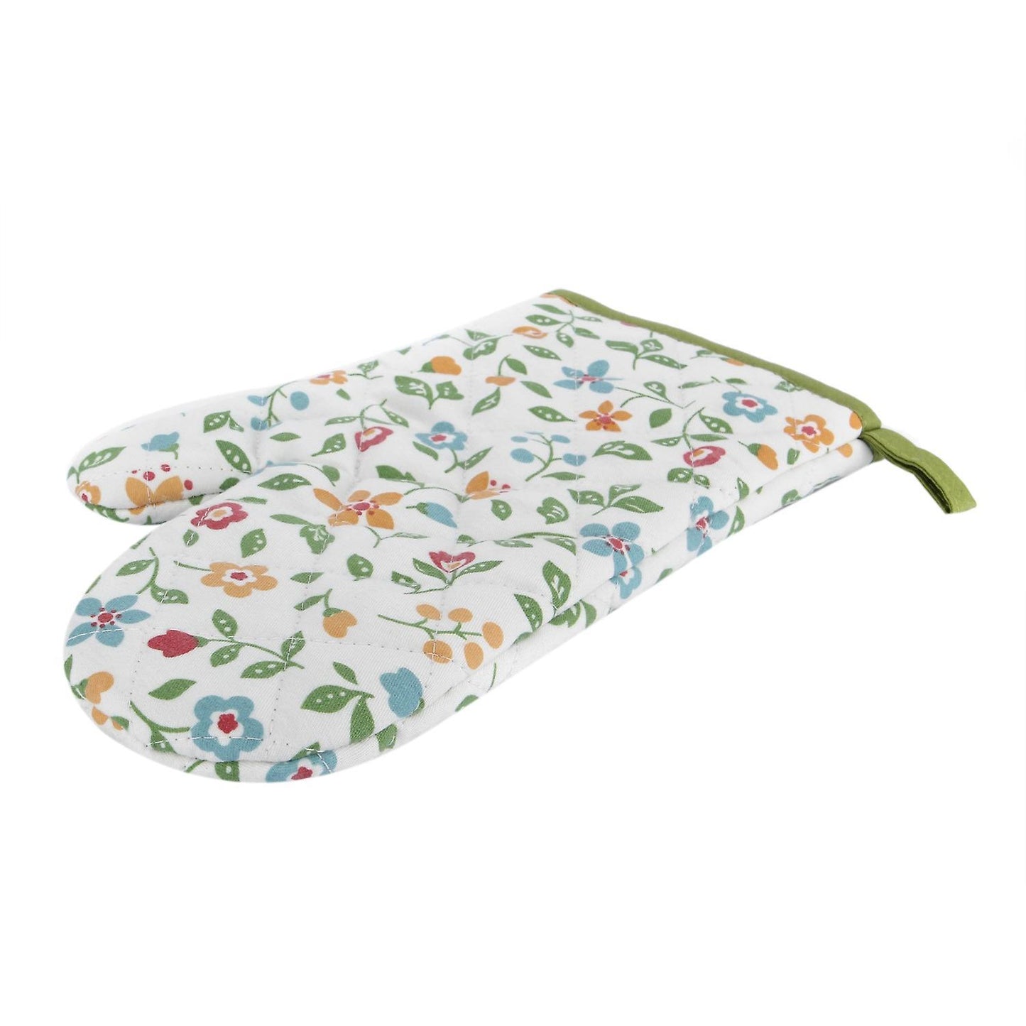 1 Pair Gloves for Oven Cooking, Grill and Bbq Non Slip Gloves, Cotton Green