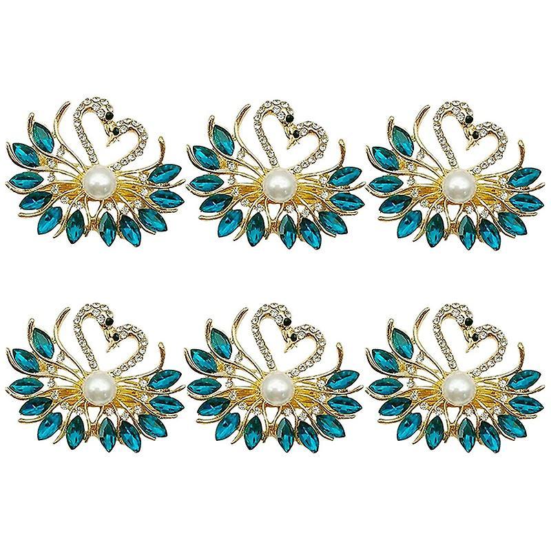 Valentine's Day Gift Blue Napkin Ring 6 Piece Set, Swan Napkin Ring