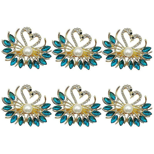 Valentine's Day Gift Blue Napkin Ring 6 Piece Set, Swan Napkin Ring