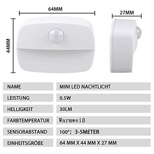 Led Nightlight with Motion Sensor, Automatic On/off Lighting 2pcs