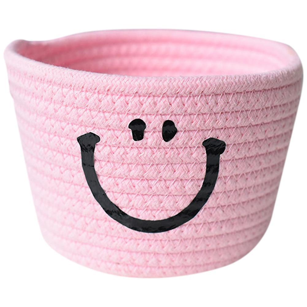 Smile Cotton Rope Basket Woven Storage Basket for Sundries, Pink
