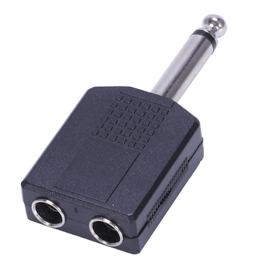 Black 6.35 1/4" Male to Dual Female Mono Y Cord Pa Audio Cable Adapter