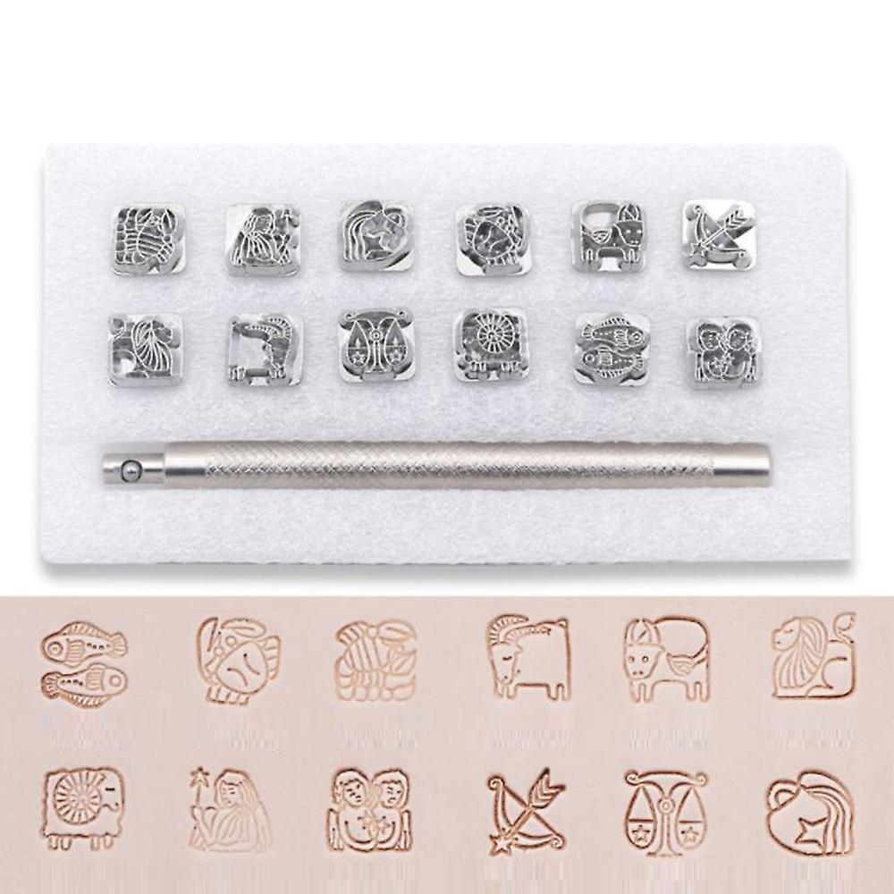 12pc Constellations Pattern Stamping Punch Tool for Diy Leather Craft