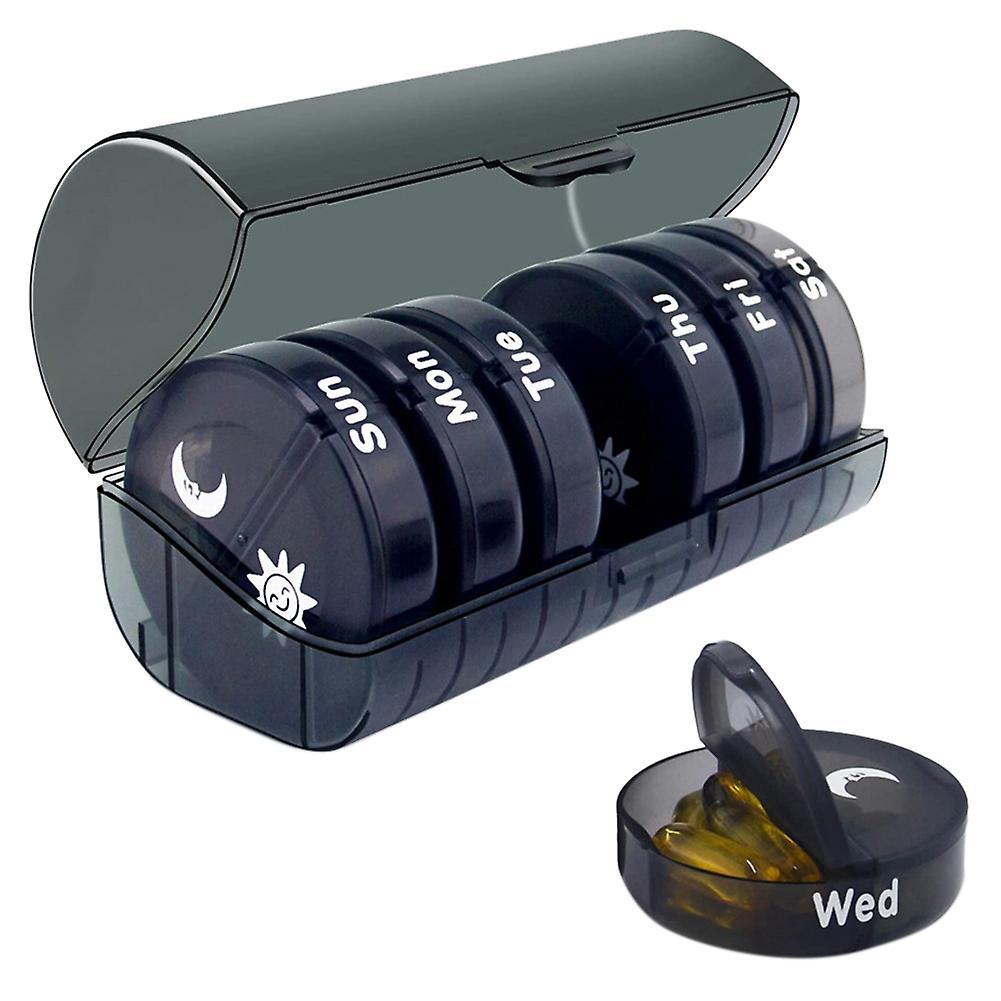 Daily Pill Organizer (twice-a-day) - Weekly Am/pm Pill Box(black Box)