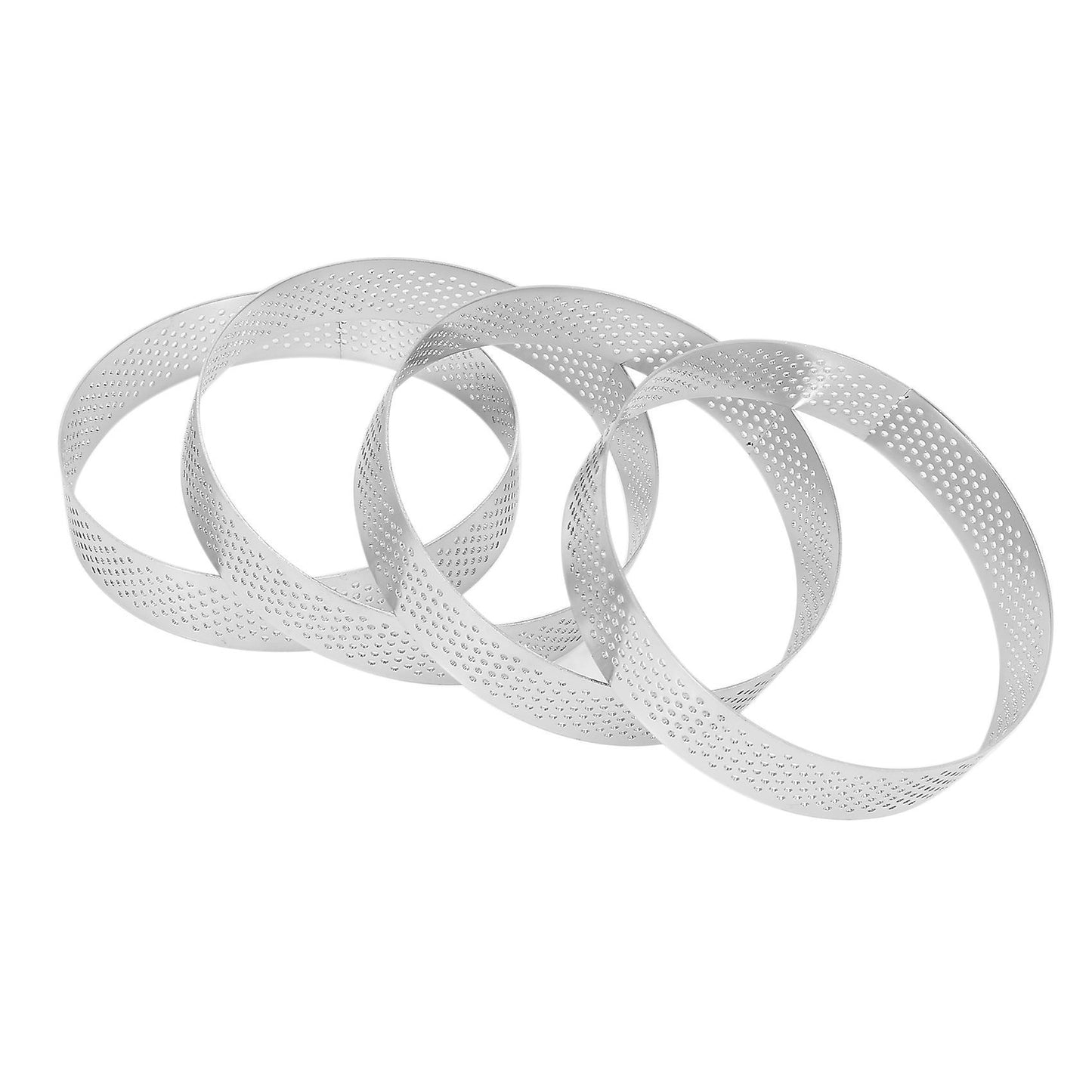 4 Pcs Circular Porous Bottom Tower Pie Cake Mould Baking Tools,10cm