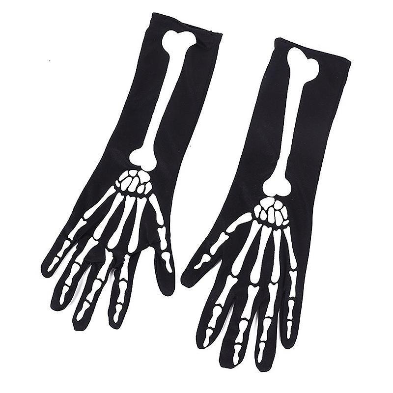 2 Pairs Halloween Skeleton Gloves with Skeleton Arm Sleeve Gloves