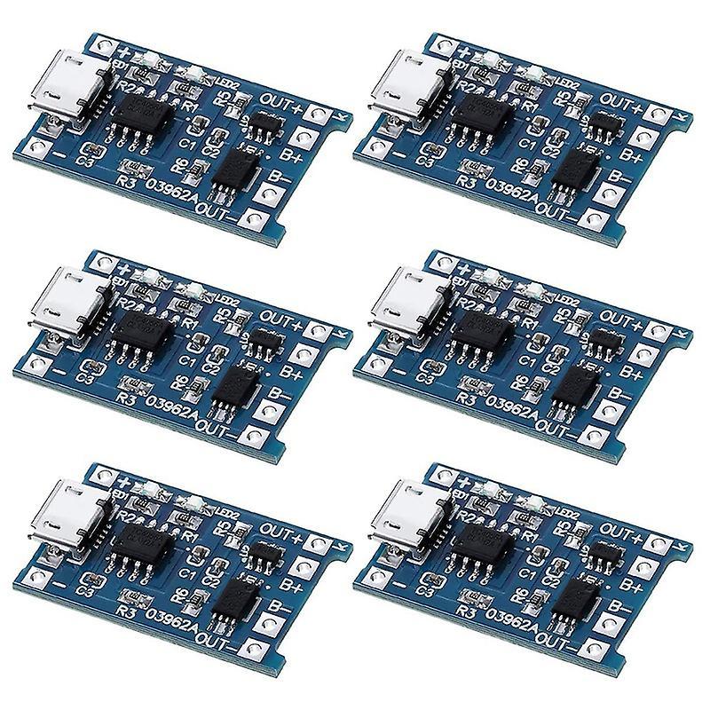 6pcs for Tp4056 Charging Module with Battery Protection 18650 Bms 5v
