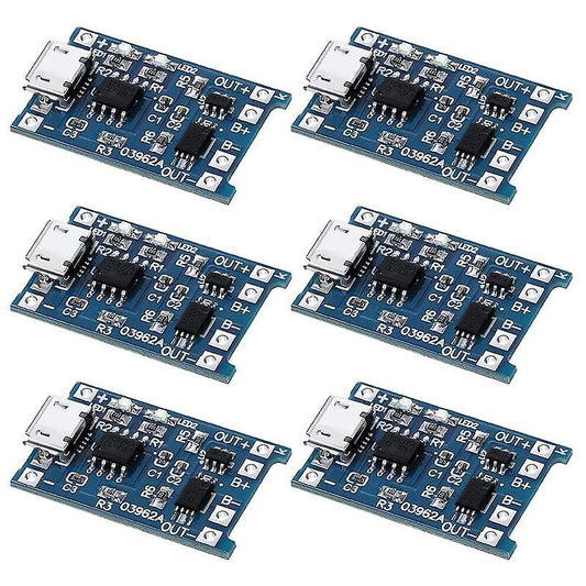6pcs for Tp4056 Charging Module with Battery Protection 18650 Bms 5v