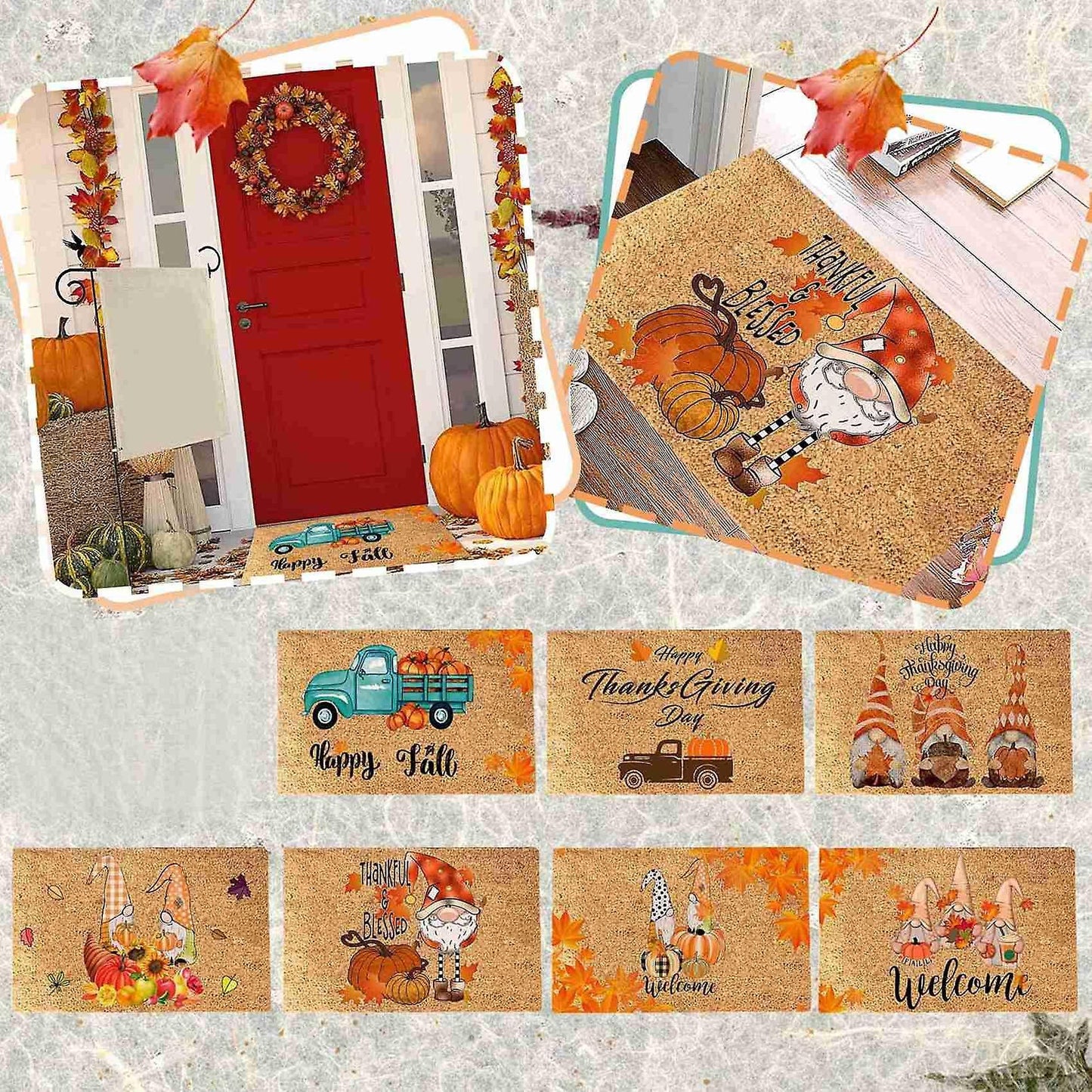 Thanksgiving Doormat Fall Autumn Door Mat Home Carpet 40x60cm D