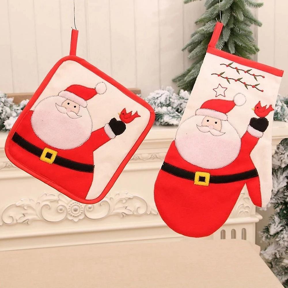 Christmas Placemats Oven Mitts Kitchen Microwave Mat Baking Tool