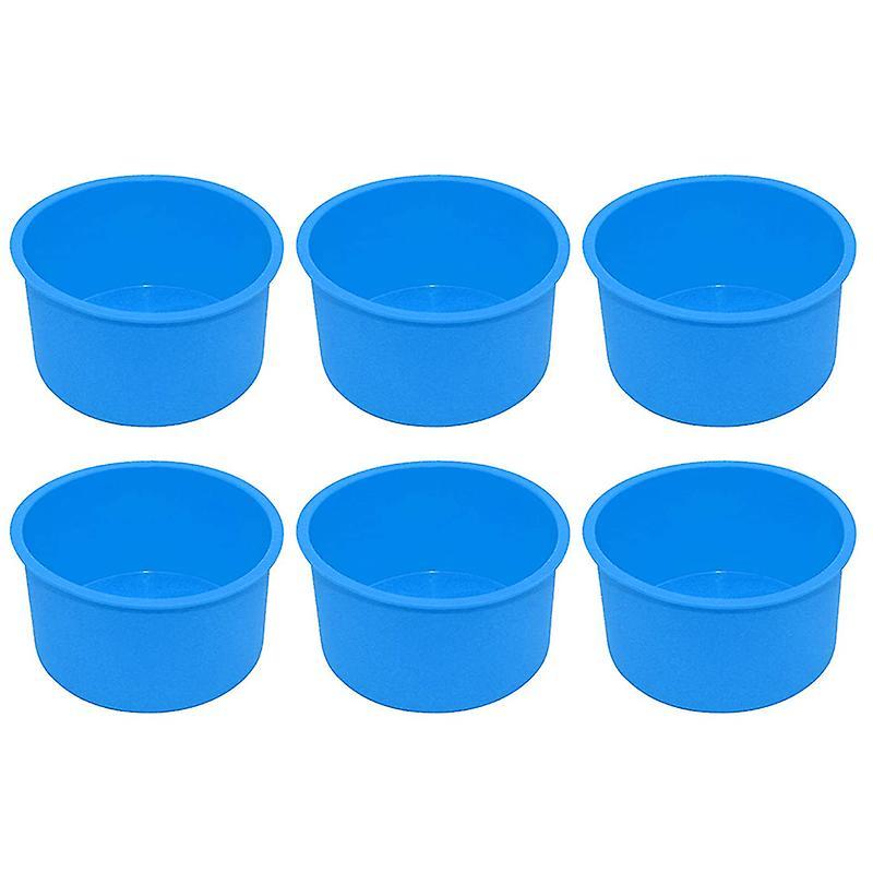 4 Inch Baking Pan Silicone Baking Mold Bakeware Pan Blue, Set Of 6