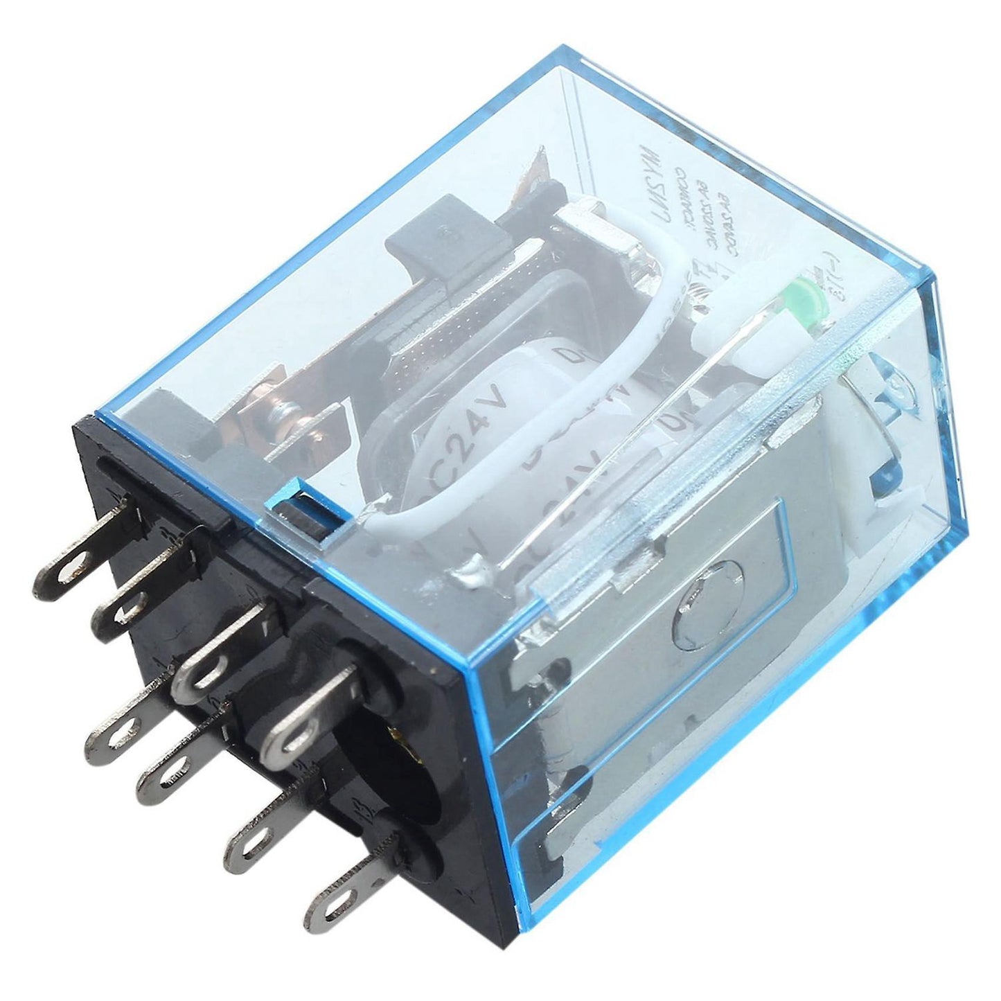 2x My2nj Model Dpdt 24vdc Coil 8 Pin 35mm Din Rail Power Relay&socket