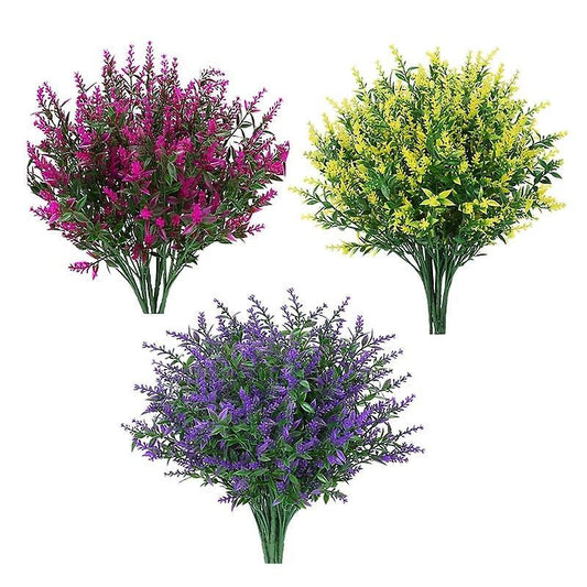 12 Bundles Artificial Lavender Flowers Outdoor Fake Flowers