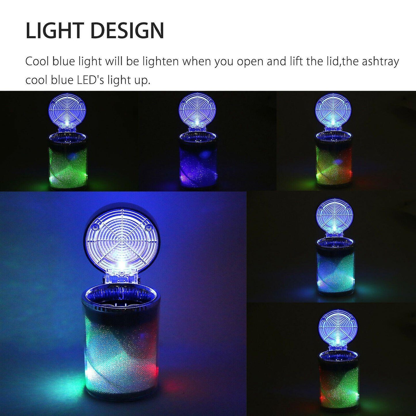 Auto Car Ashtray Portable with Led Light Lighter Ashtray Smokeless