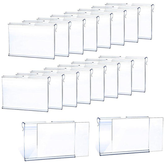 50pcs Clear Plastic Label Holder Price Tag, for Storage Bins Labels