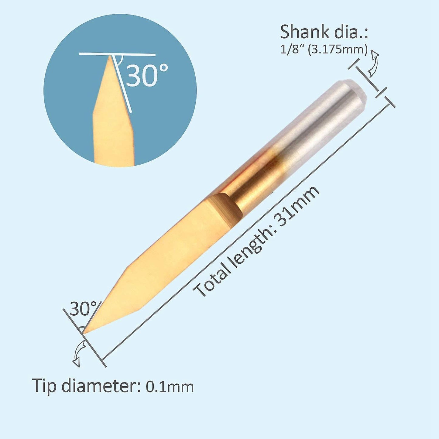 10pcs Tip Titanium Coated Flat Bottom Carbide Pcb Engraving Bits