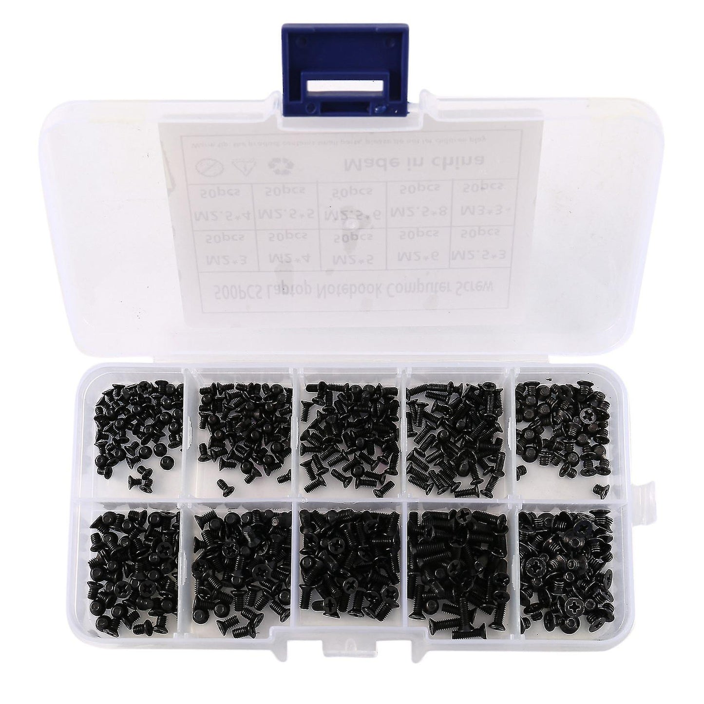 500pcs M2 M2.5 M3 Km Flat Head Phillips Screws Laptop Notebook Set