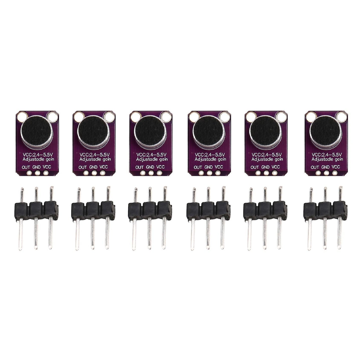 6 Pcs Electret Microphone Amplifier Module Max4466 Gain Board for Uno