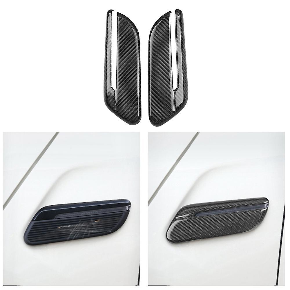 2pcs Car Carbon Fiber Side Turn Signal Cover Trim Fender Sticker