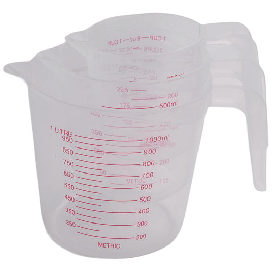 3pc Plastic Measuring Jug Set Large 4 Cup,kitchen Accessories