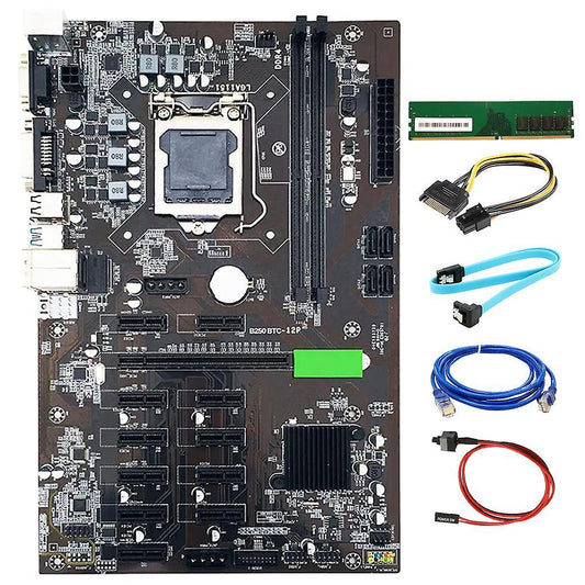 B250 Btc Motherboard Kit 12 Gpu Lga1151 Ddr4 Sata 3.0 Usb 3.0