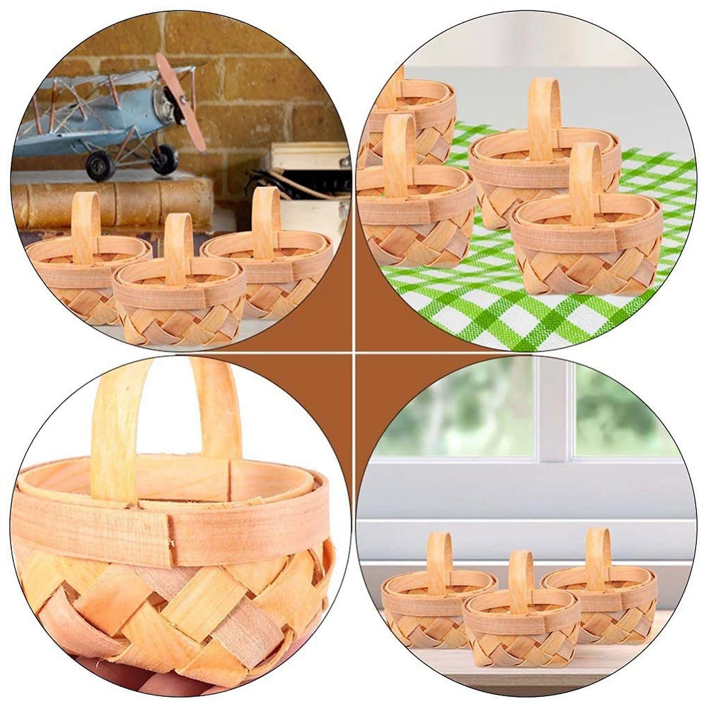 8pcs Mini Woven Baskets with Handles for Party Favors Crafts