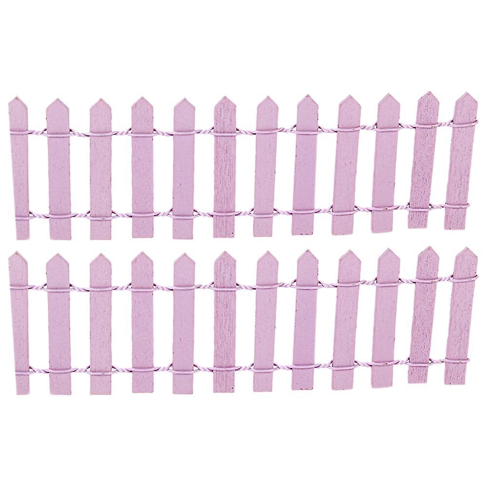 2pcs Wooden Fencing Wood Barrier Diy Mini Landscape Fairy Purple