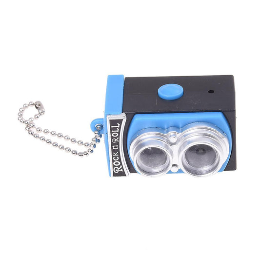Cute Mini Double Twin Lens Reflex Tlr Camera Style Led Flash Light Torch Shutter Sound Keychain