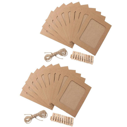 10 Pcs / Set Paper Diy Wall Frame Album Rope Clip Set 3inch Brown