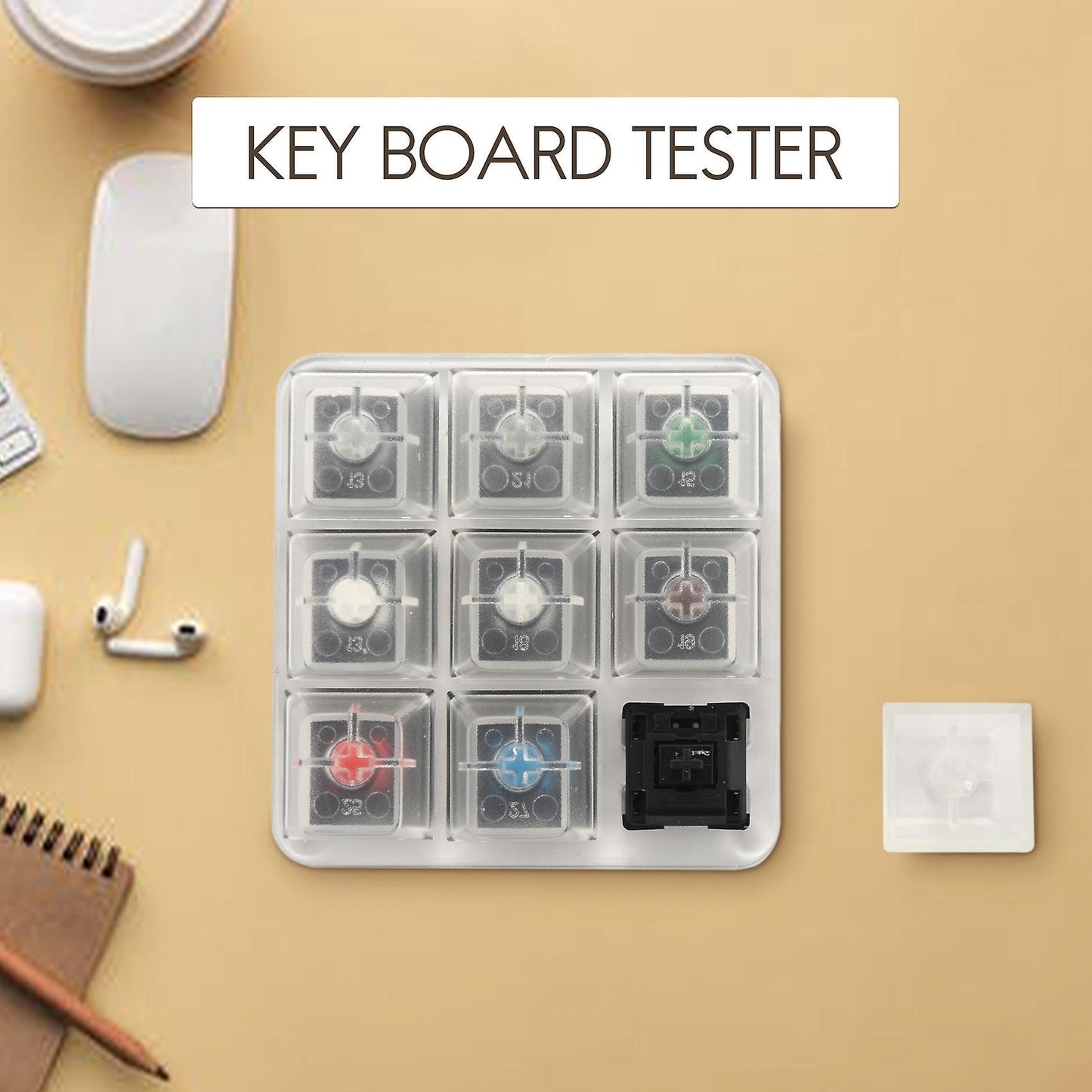Acrylic Keyboard Tester 9 Clear Plastic Keycap Sampler