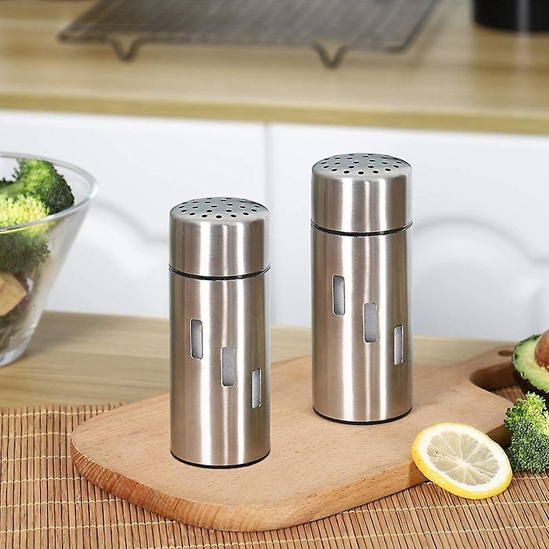 2pcs Salt and Pepper Shakers, Stainless Steel Spice Shaker
