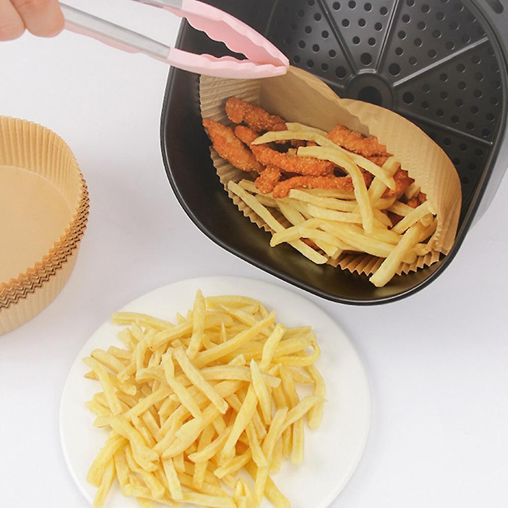 80pcs Air Fryer Disposable Paper Liner Non-stick Mats Round (brown)
