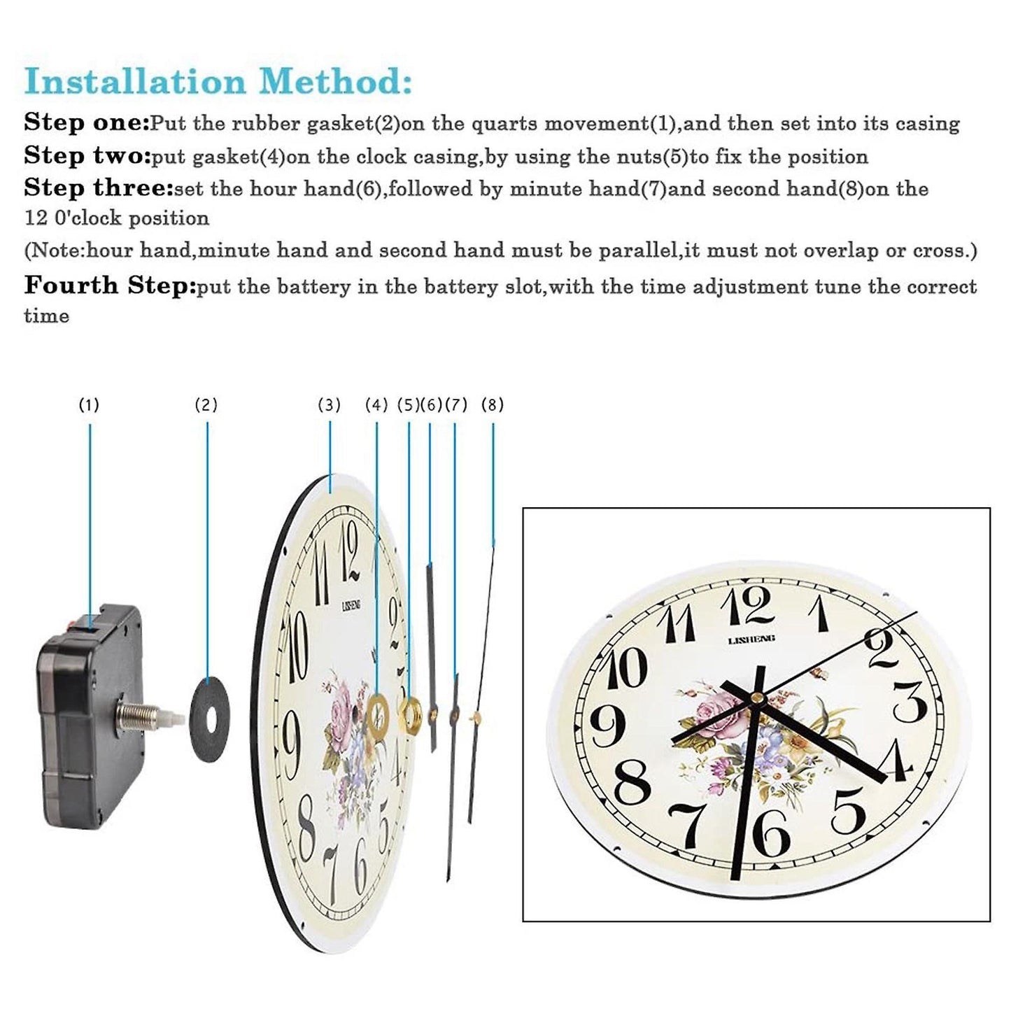 Quartz Diy Clock Movement 4 Pairs Mechanism Kit for Diy Clock Repair
