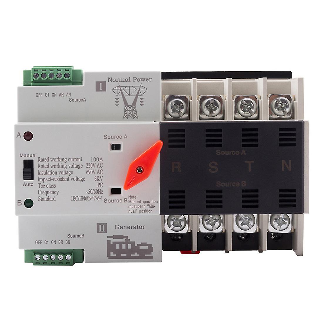 Din Rail 4p 100a Ats Automatic Transfer Electrical Selector Switches