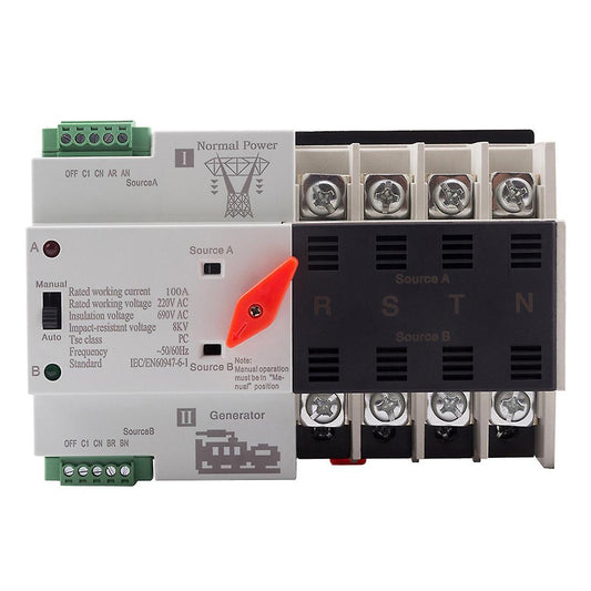 Din Rail 4p 100a Ats Automatic Transfer Electrical Selector Switches