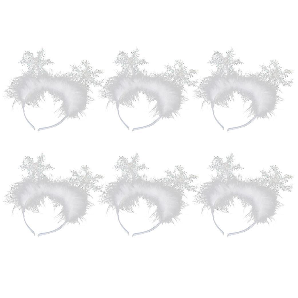6pcs Christmas Ornaments Christmas Headdress Snowflake Headband White